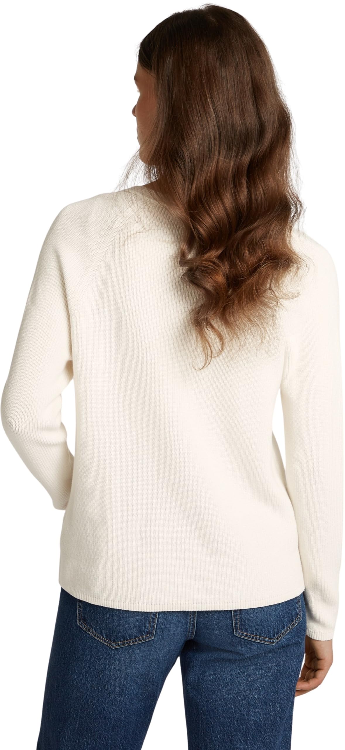 Tommy Hilfiger Damen Pullover Cardi Fine V-Ausschnitt, Elfenbein (Ivory Petal), XXXL – Ansicht 2