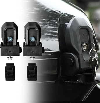Locking Hood Latches with Keys Fits 2018 2019 2020 2021 2022 2023 2024 2025 2026 for Jeep Wrangler JL/Gladiator JT Anti-Theft Hood Latch Cover Catch Buckle Lock Kit Black 2PCS