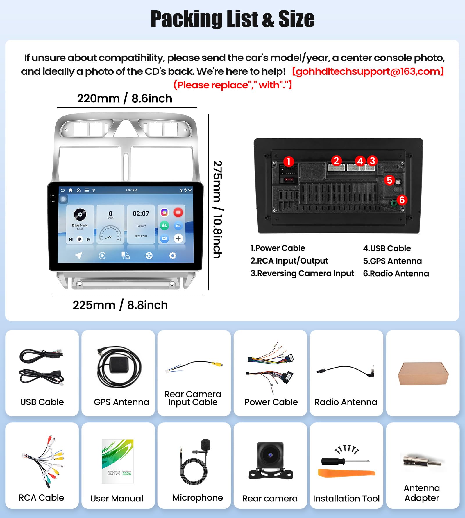 4G+128G GOHHDL Android 15 Radio Coche para Peugeot 307 2002-2013 Carplay