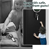 Vista 5 de Kavey Caja fuerte para 5-8 armas, caja fuerte larga para rifles y pistolas del hogar con teclado retroiluminado, gabinete de armas de acceso rápido