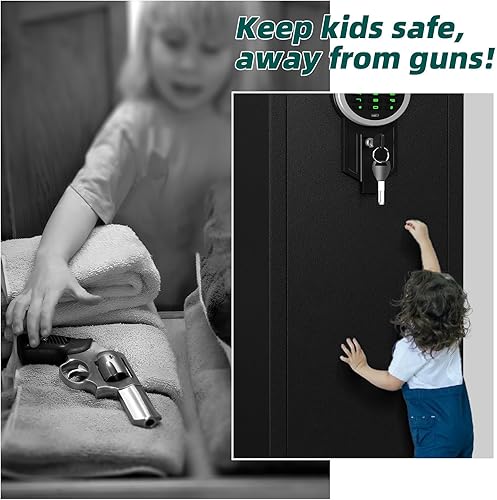 Miniatura 5 de Kavey Caja fuerte para 5-8 armas, caja fuerte larga para rifles y pistolas del hogar con teclado retroiluminado, gabinete de armas de acceso rápido