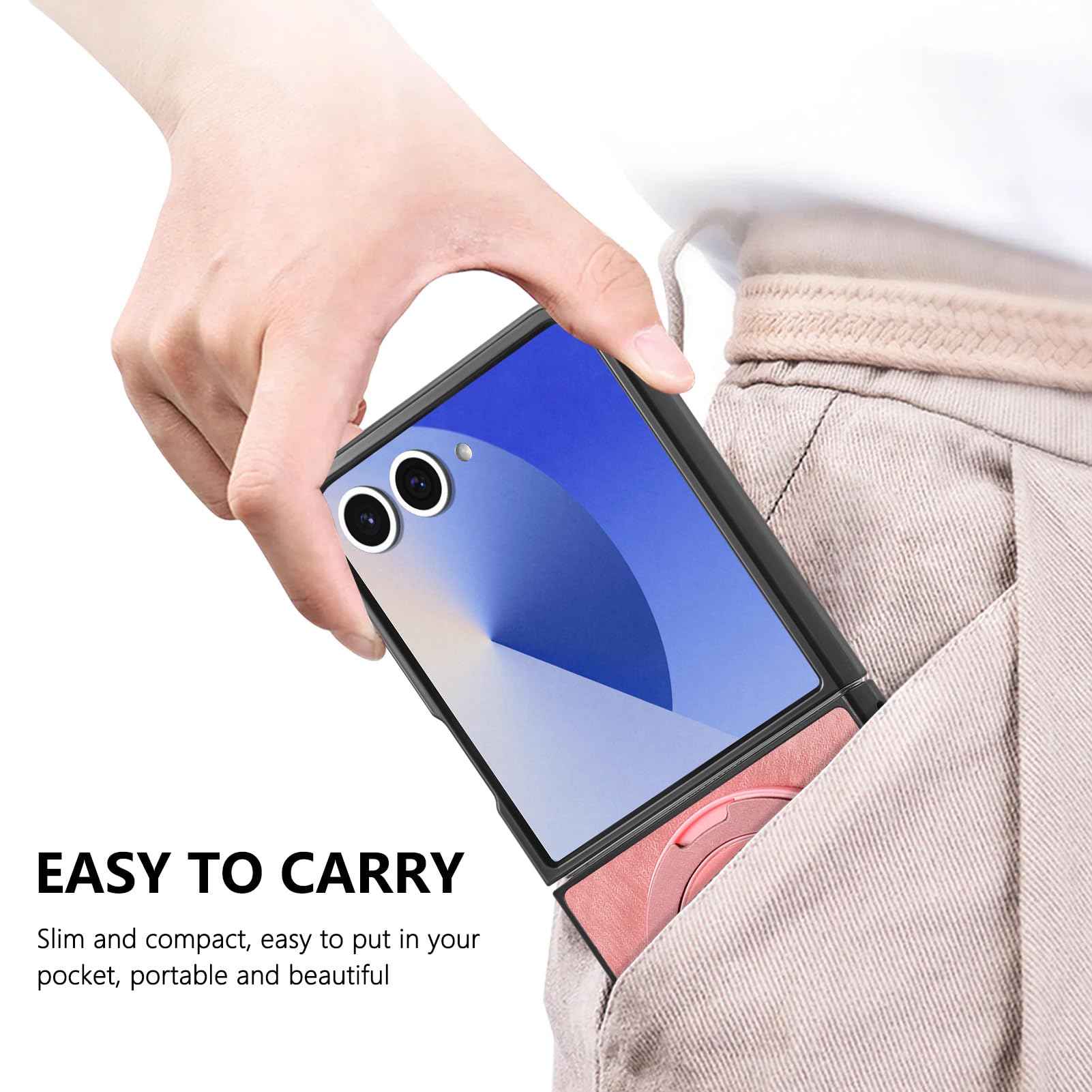 Magnetica Custodia per Samsung Galaxy Z Flip 8, Rotabile Anello Supporto