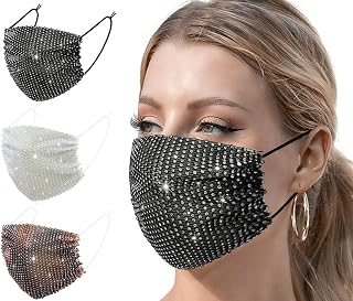 Auriviz Sparkly Rhinestone Face Mask for Women Masquerade Glitter Bling Face Mask Christmas Party