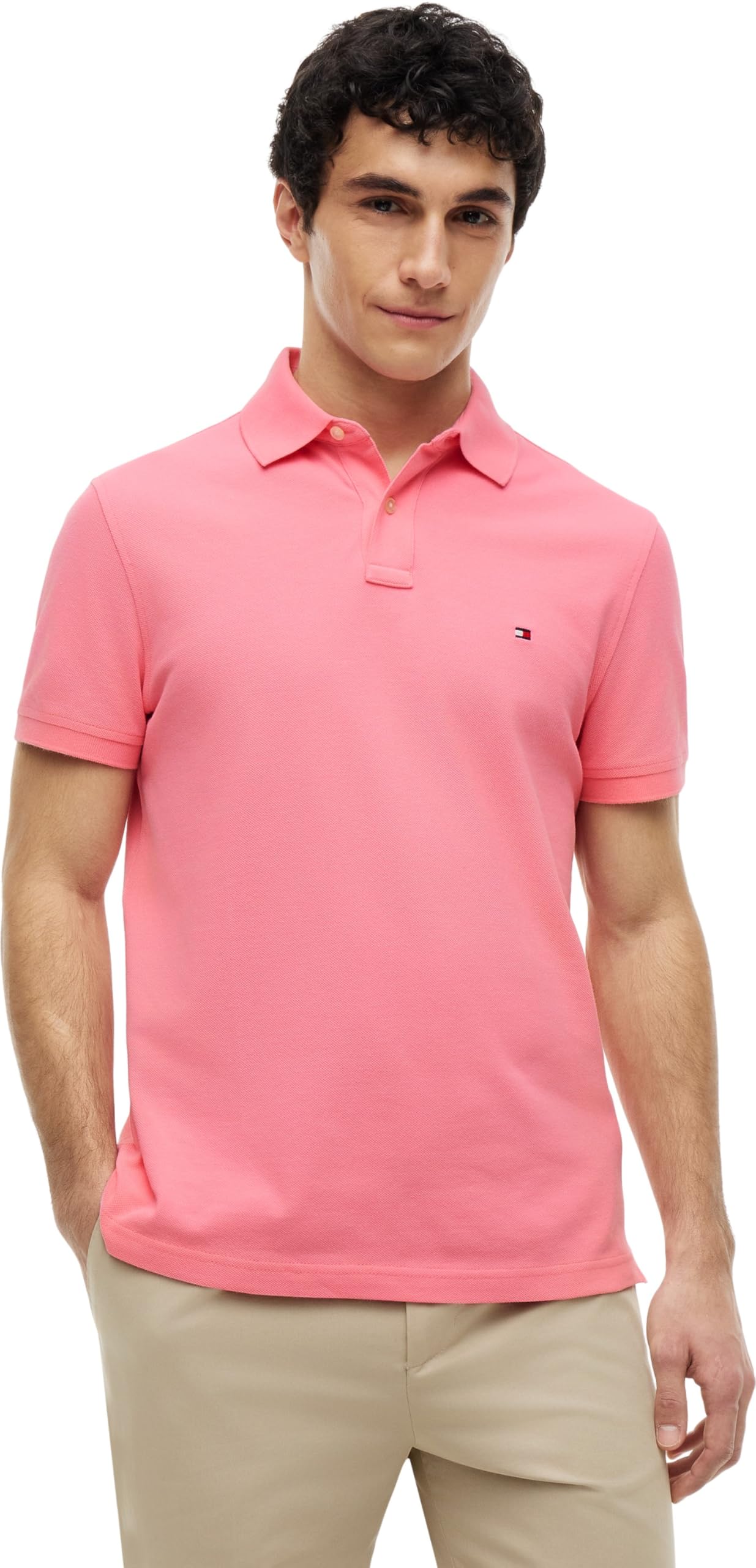 Tommy Hilfiger Men's 1985 Regular Polo Mw0Mw17770 S/S Polo, Pink (Doll Pink), XXL