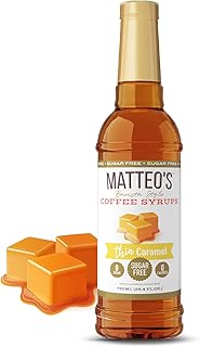 Matteo's Barista Style Sugar-Free Coffee Syrup, Caramel Syrup Flavour, Zero Calories and Sugar, Keto-Friendly Coffee Syrups, Delicious Flavoured Coffee Syrup - 25.4 oz Syrup Bottle, 1-Pack