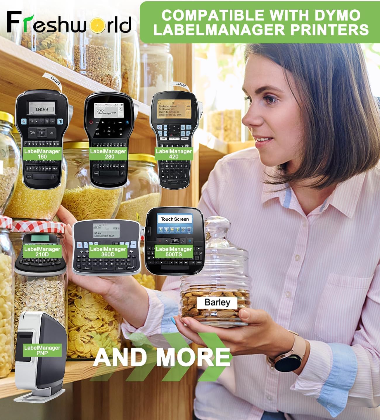 Freshworld for Dymo Label Maker Refills Replace for Dymo D1 Label Tape a45013 45013 S0720530 for d1 Labels, Black on White, 1/2 in x 23Ft, for LabelManager 160 210D 260P 280 360D 420P 450D,20-Pack