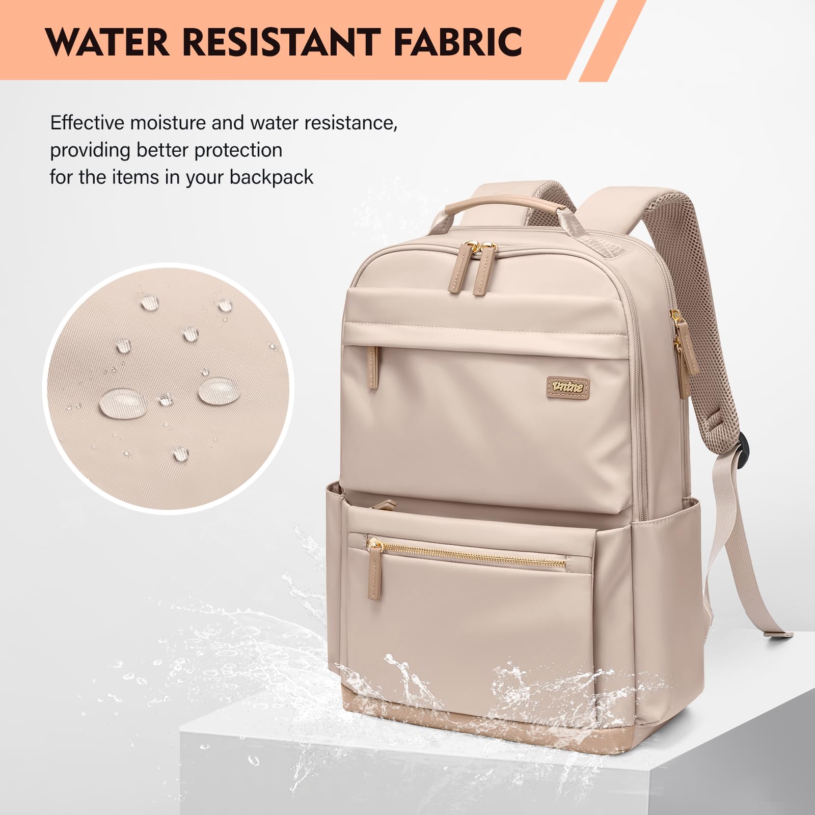 Mochila para laptop Bolsa de trabajo, Beige, Grande, Moda 6