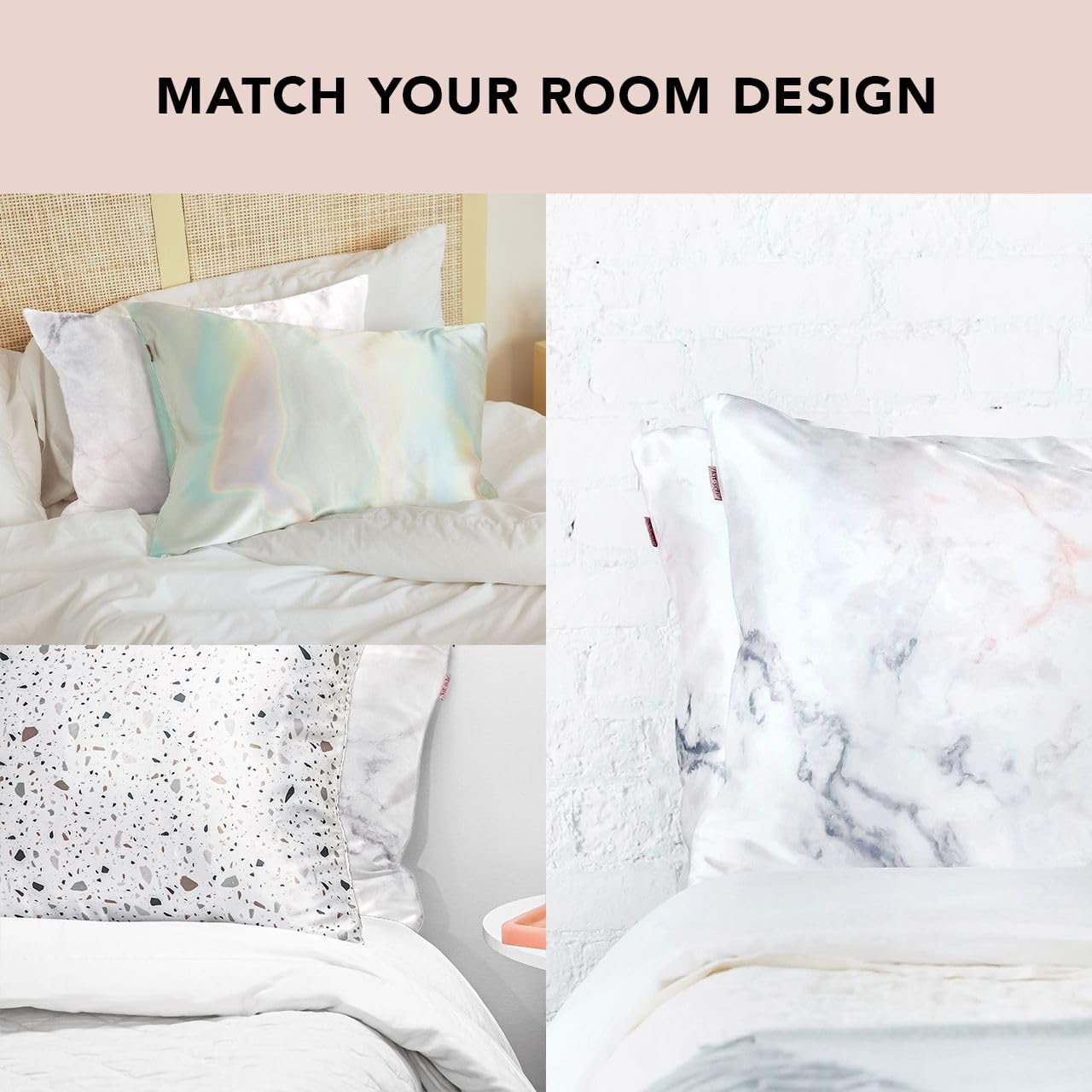 Kitsch 100% Satin Pillowcase with Zipper | Softer Than Silk | Cooling Satin Pillowcase | Satin Pillow Case Cover | Vegan Silk Pillowcase for Hair & Skin | Standard/Queen Silk Pillowcase (Marble)