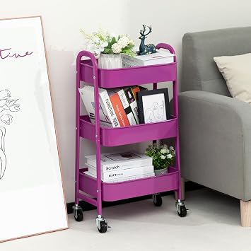 DOEWORKS Storage Trolley on Wheels Kitchen Trolley Metal Craft Trolleys