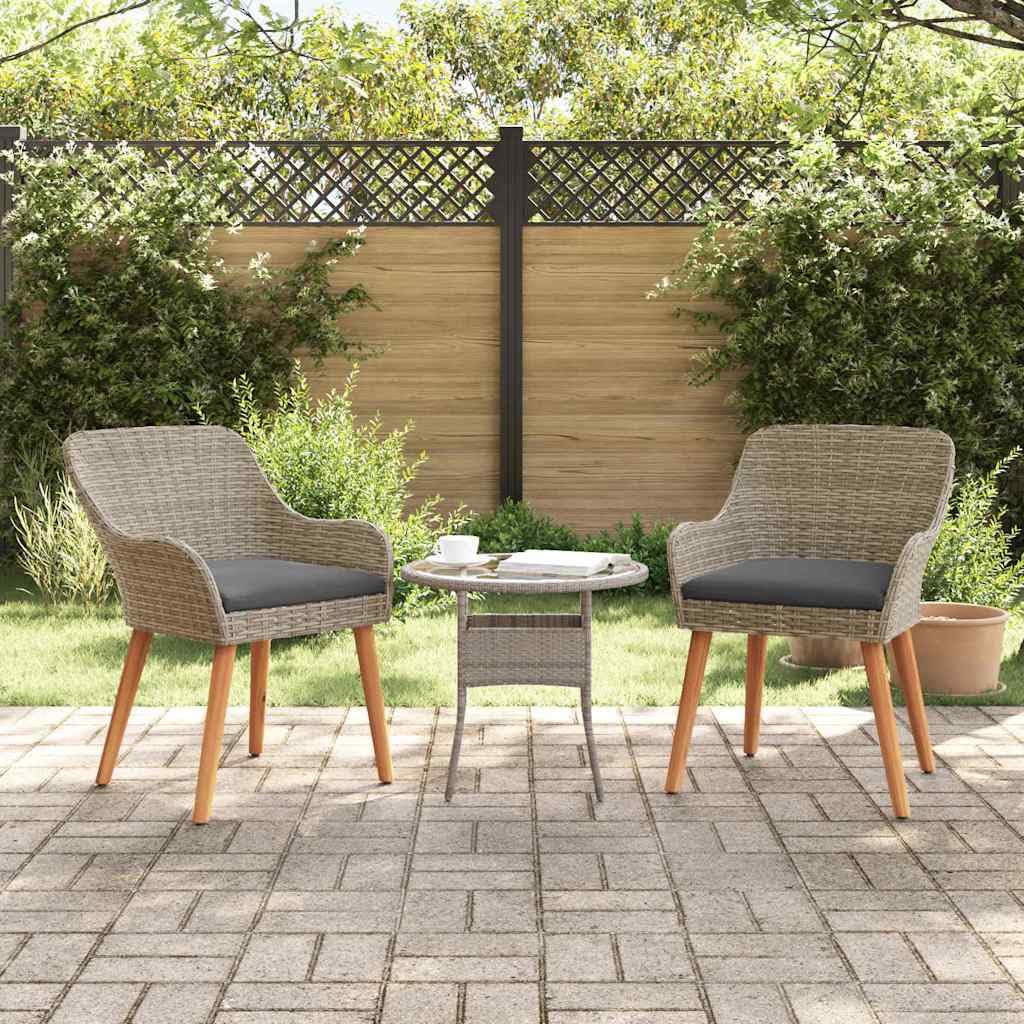 Chaise de jardin en rotin de qualité supérieure avec pieds acacia bois noble noir