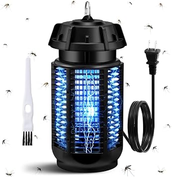 Qualirey 1 Pack Fly Zapper Bug Killer, 4000v 20w Power Electric Mosquito Trap, Mosquito Killer with 3.9ft Cords for Outdoor Indoor, Ipx4 Waterproof Insect Trap with 2 Brushes for Home Patio Camping