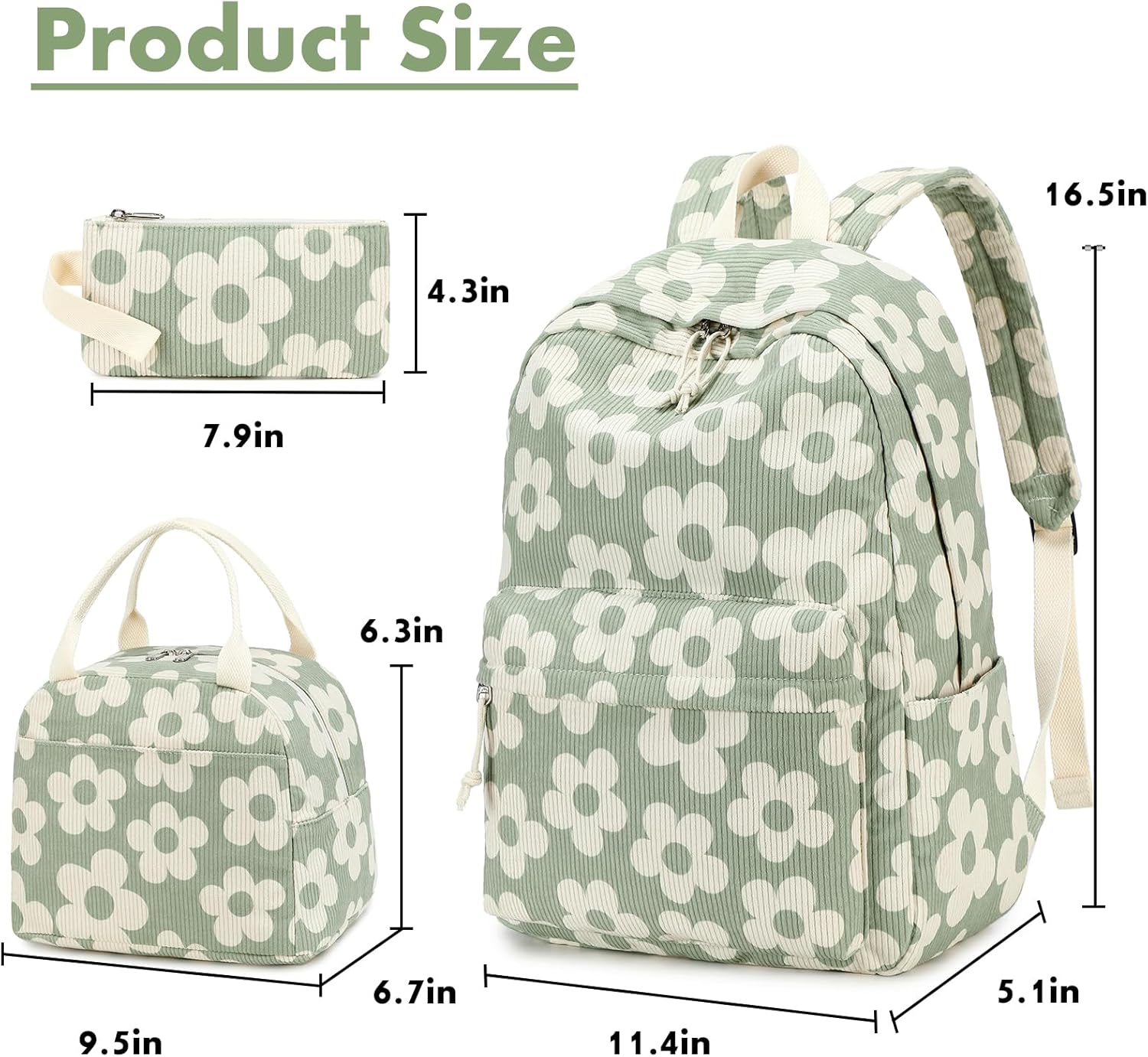 Bluboon School Backpack Set Girls Womens Laptop Bookbag Casual Daypack Fits 15 inch Laptop with Lunch Tote Bag and Pencil Bag - Image 2