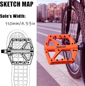 Bike Pedals Mountain Bike Adult, Light MTB Flat Pedals Grippy w 9pcs Non-Slip Studs, Nylon Composite Platform Pedals,Suitable for Women, Children, Road Bikes, BMX,MTB and Leisure Bikes