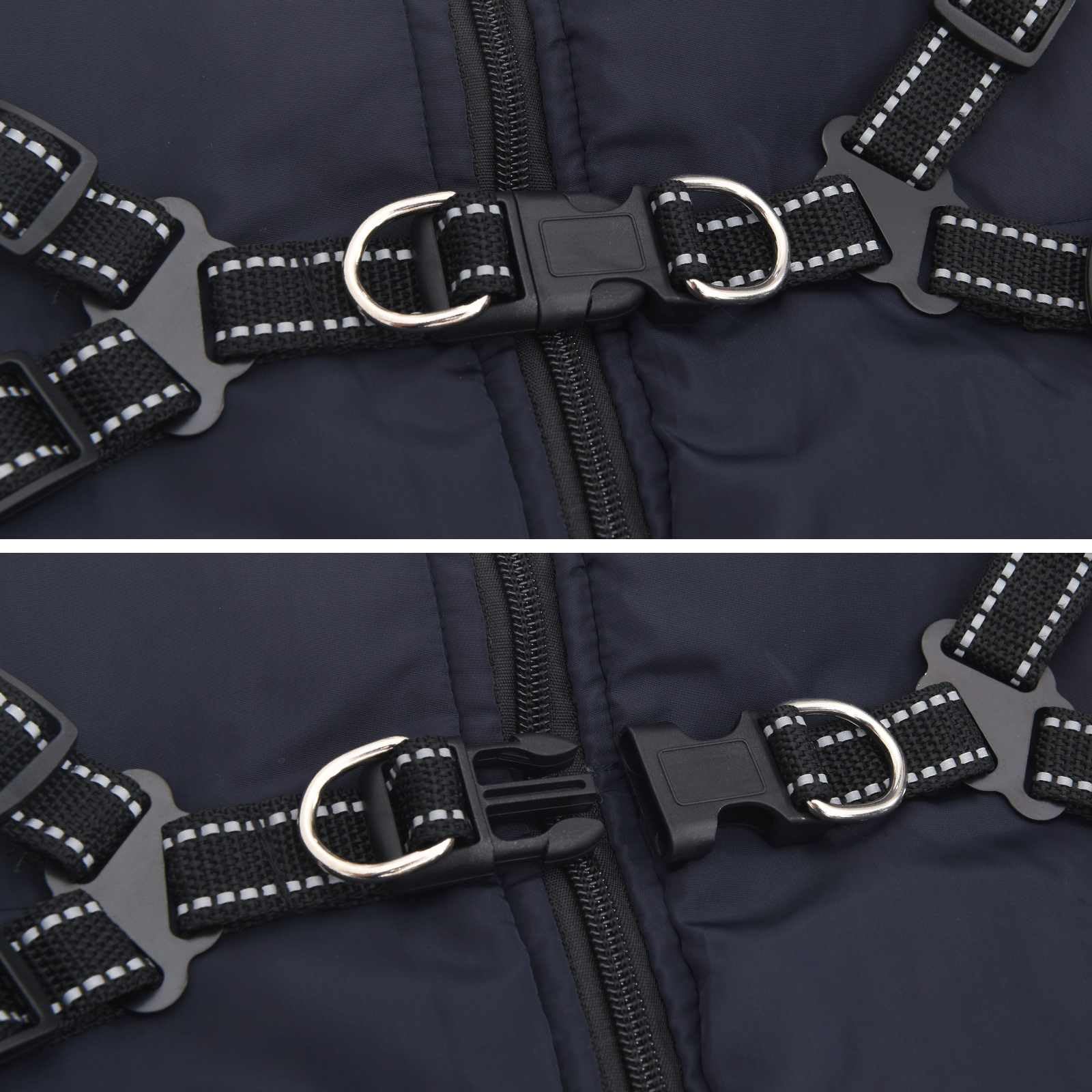 Cappotto per cani blu navy L44 in pile e poliestere, regolabile con design riflettente, impermeabile e antivento, per inverno e autunno, adatto per esterni e protezione dal freddo
