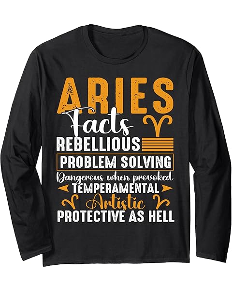 Aries Zodiac Facts Men Women Aries March April Birthday Long Sleeve T-Shirt