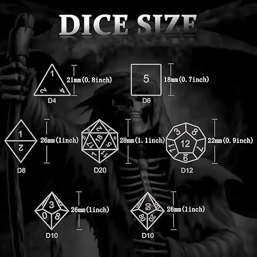 Miniatura 77 de D&D - Juego de dados de metal, 7 piezas poliédricos para Calabozos y Dragones, juegos de rol, juegos de mesa, juego de rol Shadowrun – Regalo hueco