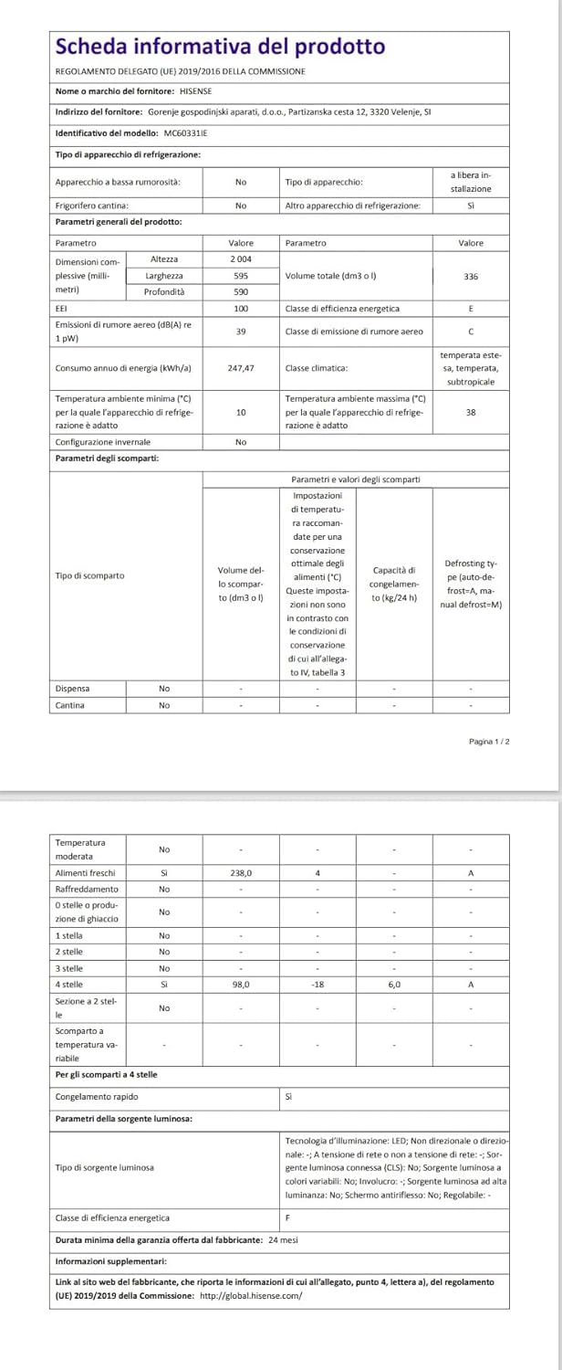 Product data sheet with detailed technical specifications