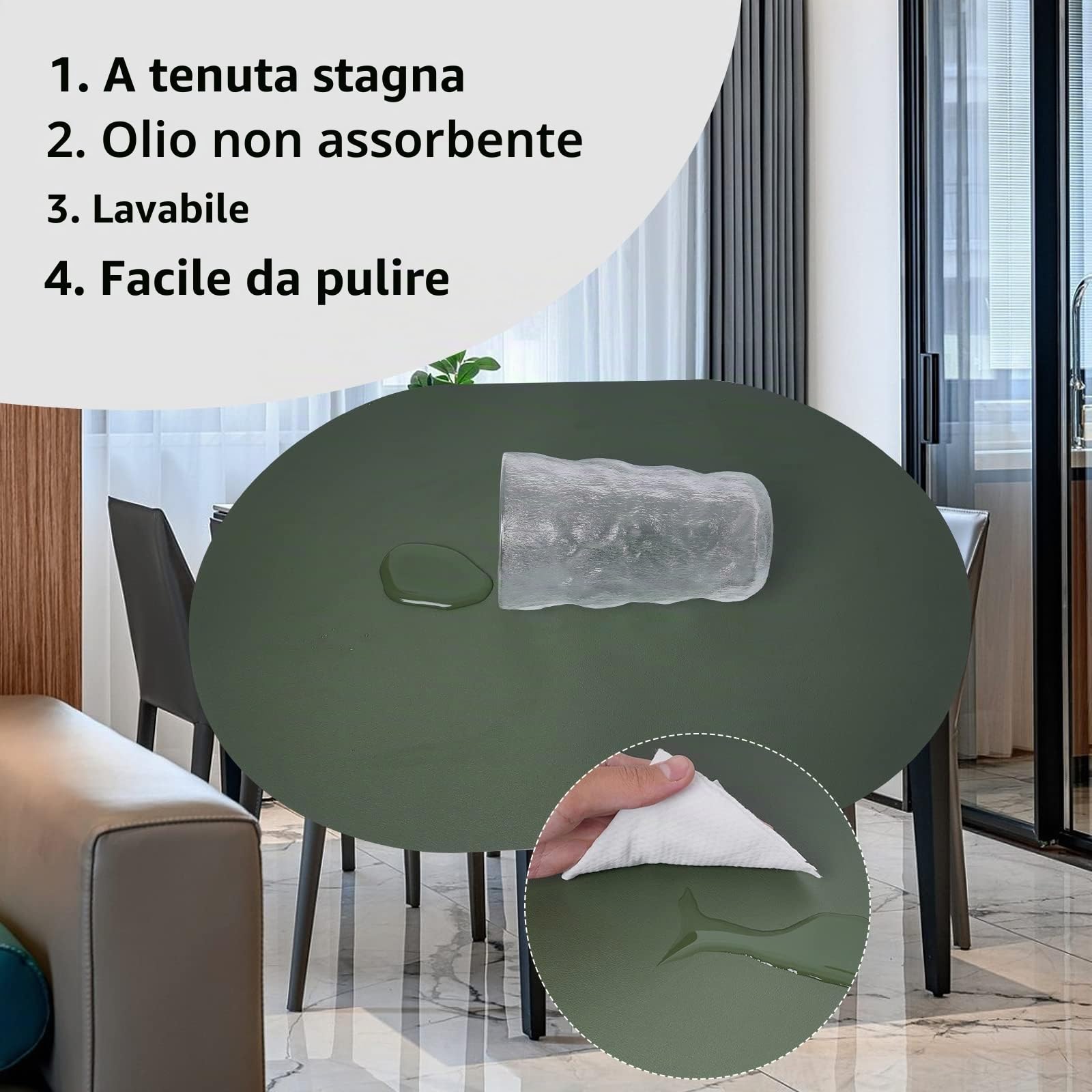 Set di tovagliette e sottobicchieri in similpelle, tovagliette lavabili, set di tovagliette lavabili, decorazione per la tavola, tovaglietta rotonda, tovagliette per cucina e tavolo da pranzo, set da