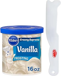 Pillsbury Creamy Supreme Vanilla Frosting, 16 oz Can with By The Cup Spatula Knife