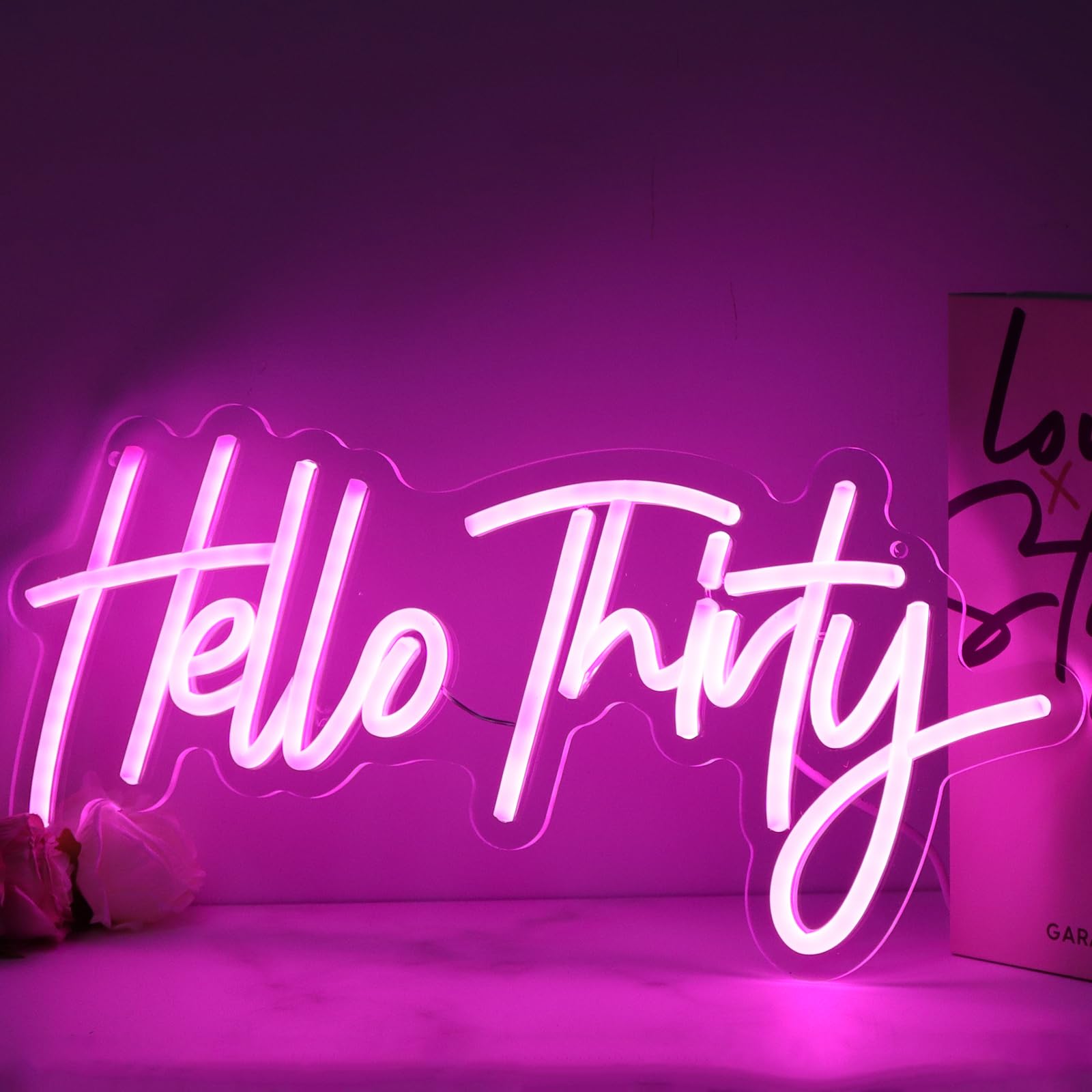 Amazon.co.jp: ピンク Hello Thirty ネオンサイン : 文房具