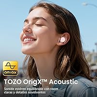 Vista 2 de TOZO Auriculares inalámbricos A1 Bluetooth 5.3 de peso ligero en el oído IPX5 Auriculares impermeables 2 micrófonos para llamadas AI, auriculares
