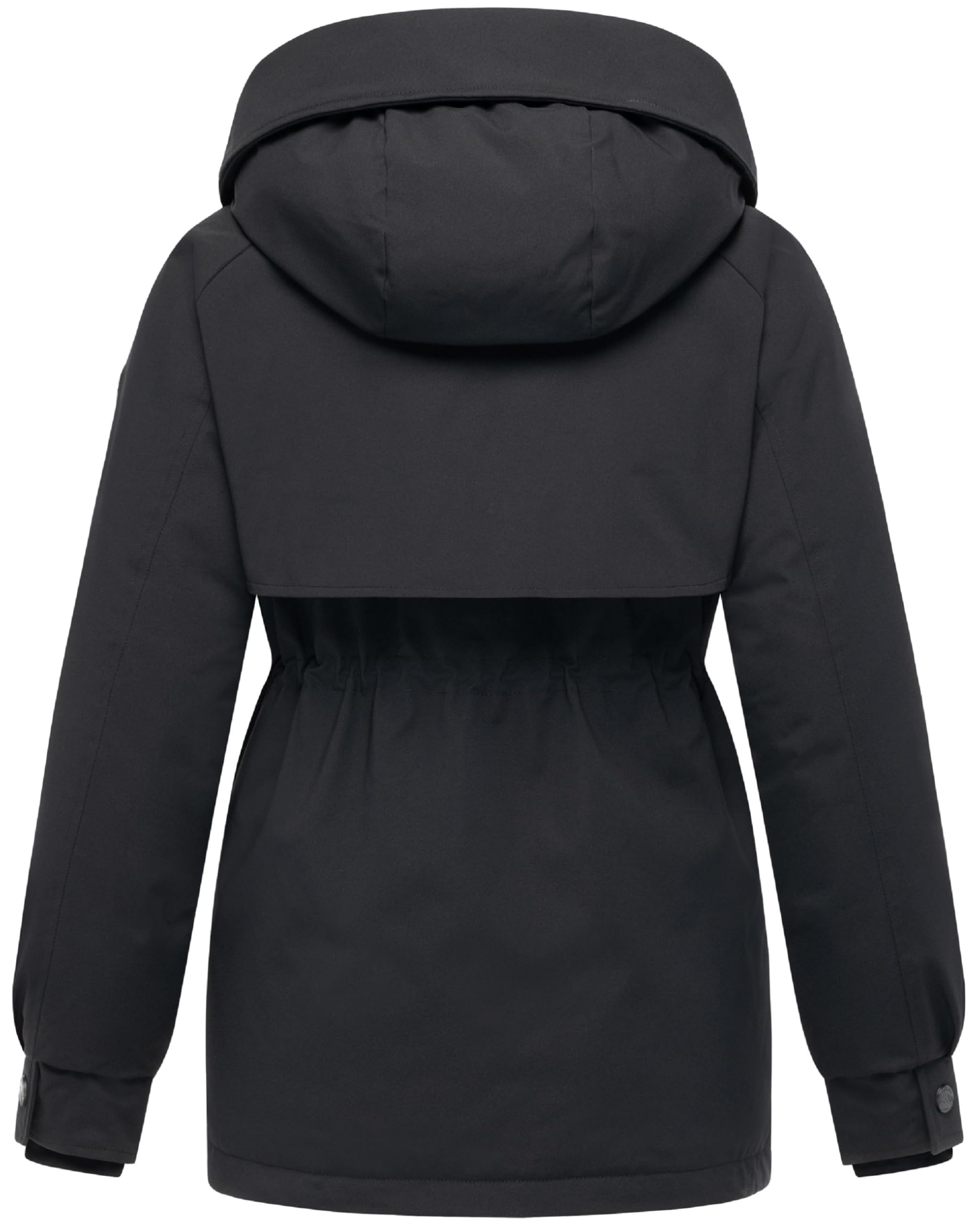 MARIKOO Cappotto lungo da donna caldo invernale con cappuccio rimovibile, bottoni magnetici e cordino in vita Shigaraa XVI S-3XL