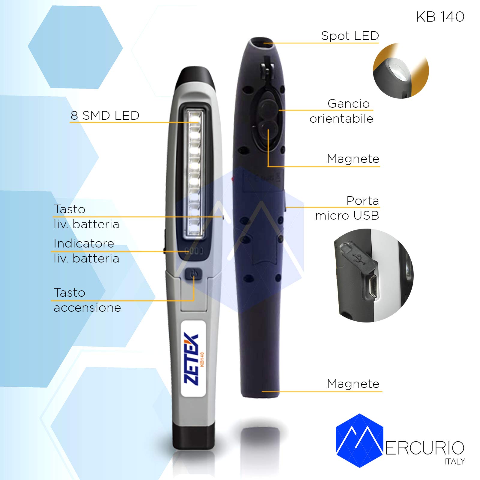 ZETEK KB 140 - Lámpara LED recargable - by Zeca