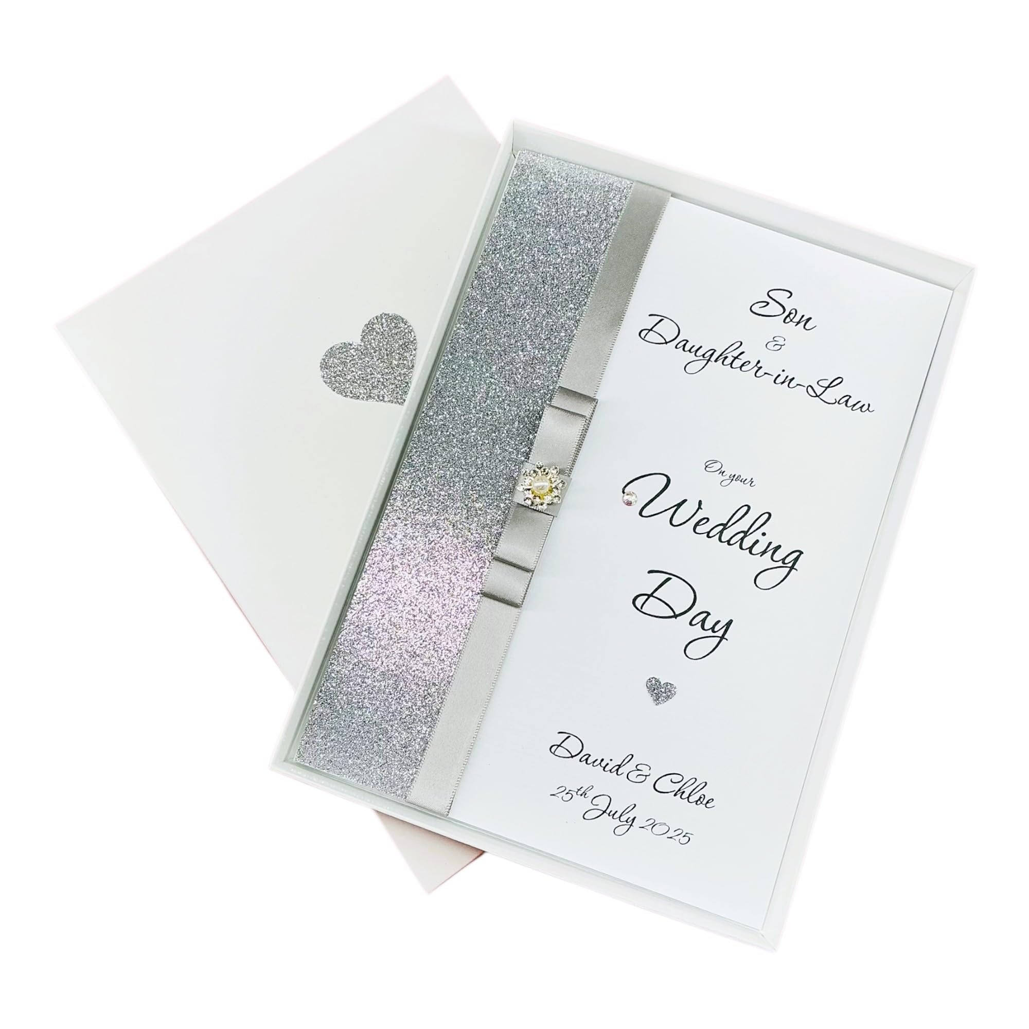 Son & Daughter-in-Law Wedding Day Card - Personalised Greeting Card, Congratulations Gift - Various Designs to Choose (Luxury Bow - Son & DIL)
