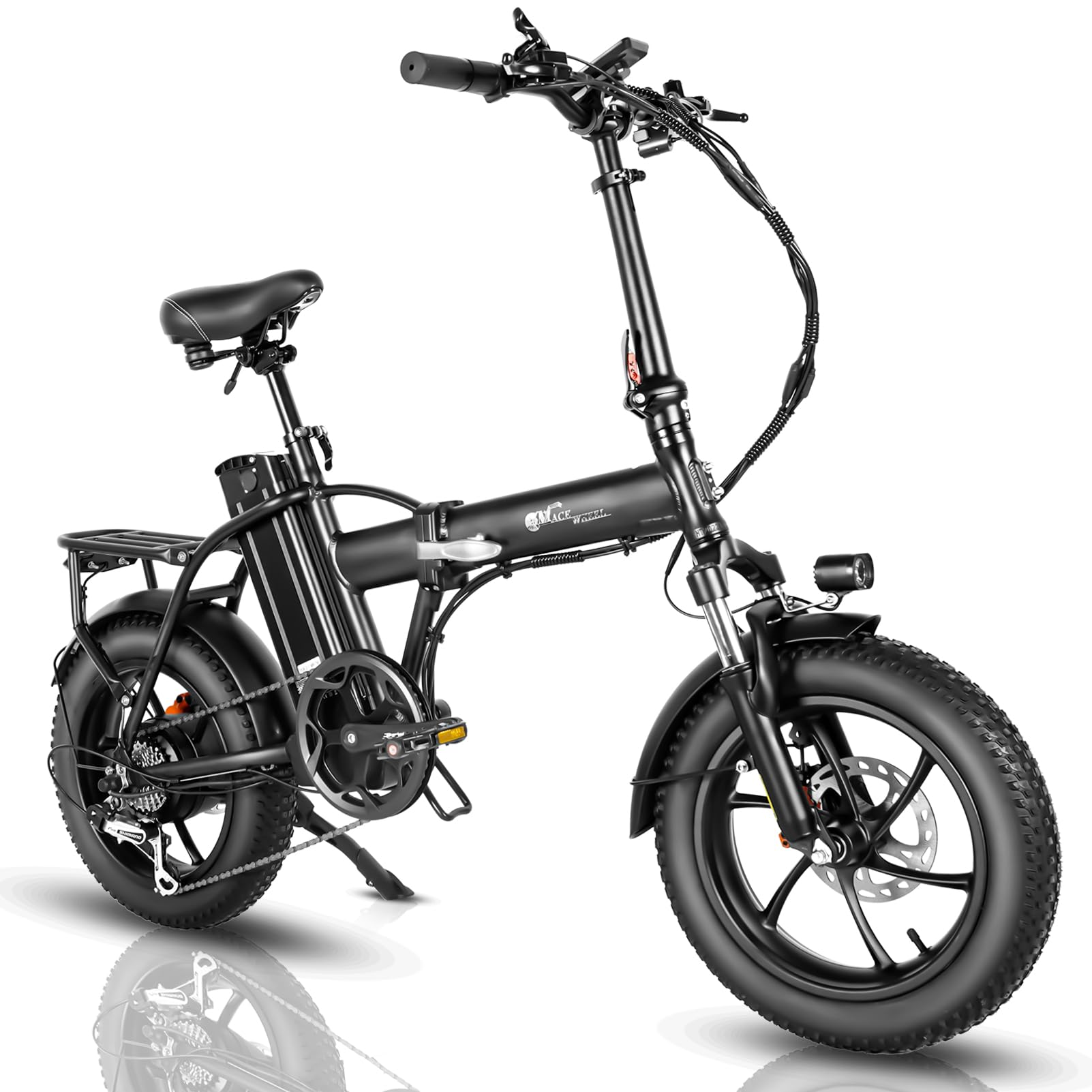 16” e-rower składany, męskie kobiety rowery elektryczne, gruby rower elektryczny 48V/18Ah z oponami 3.0, miejski ebike terenowy 250W/25km/h, hydrauliczny hamulec tarczowy, kolorowy wyświetlacz
