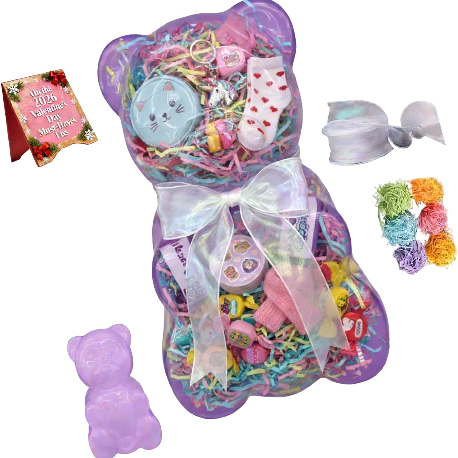 ZBIianxer Candy Holder Ribbon Accented Bear Container Ideal for Treats Display Birthday Party Supplies Bear Candy Box with Ribbon