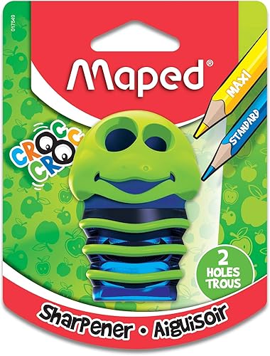 Maped Croc Croc Croc - Sacapuntas de 2 agujeros, colores surtidos (017549)