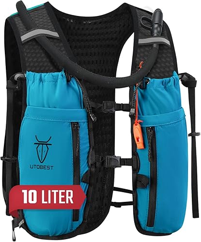 Miniatura 14 de Chaleco de hidratación mejorado para correr, 10 L, mochila para correr para mujeres y hombres, almacenamiento multifuncional, chaleco de agua Gris