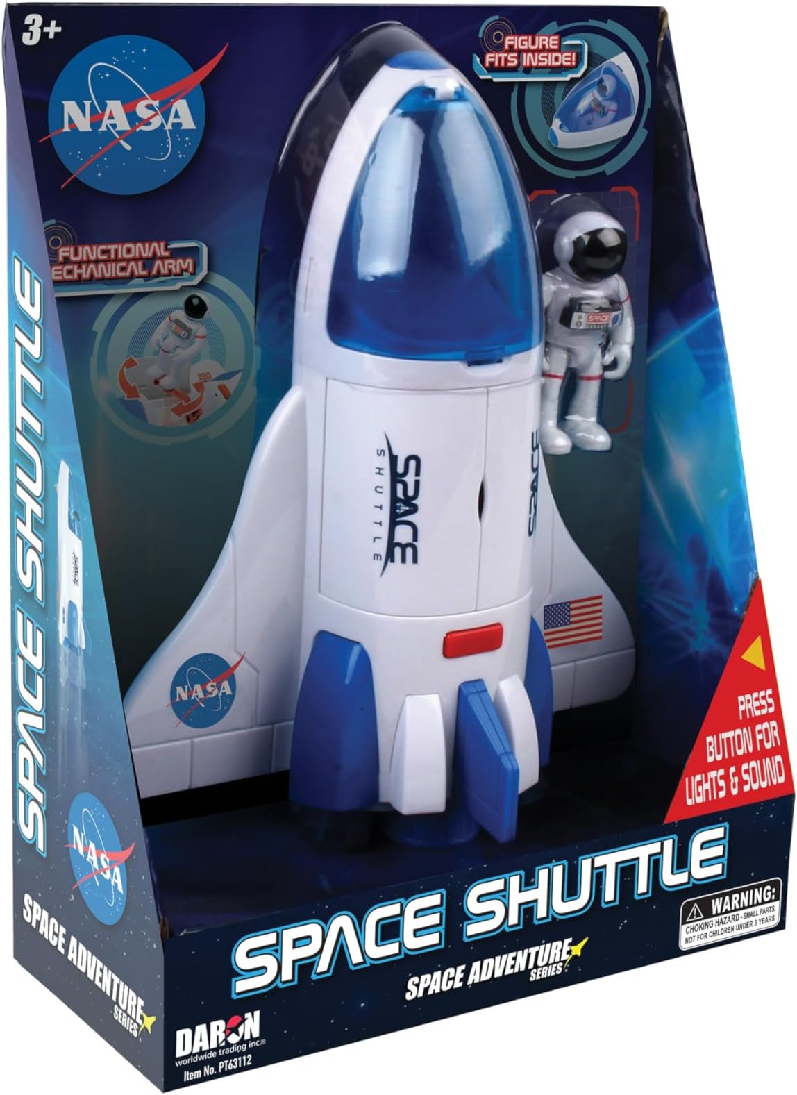 Daron NASA Space Adventure Series: Space Shuttle with Lights & Sounds & Figure, Approx 9" X 7", Medium