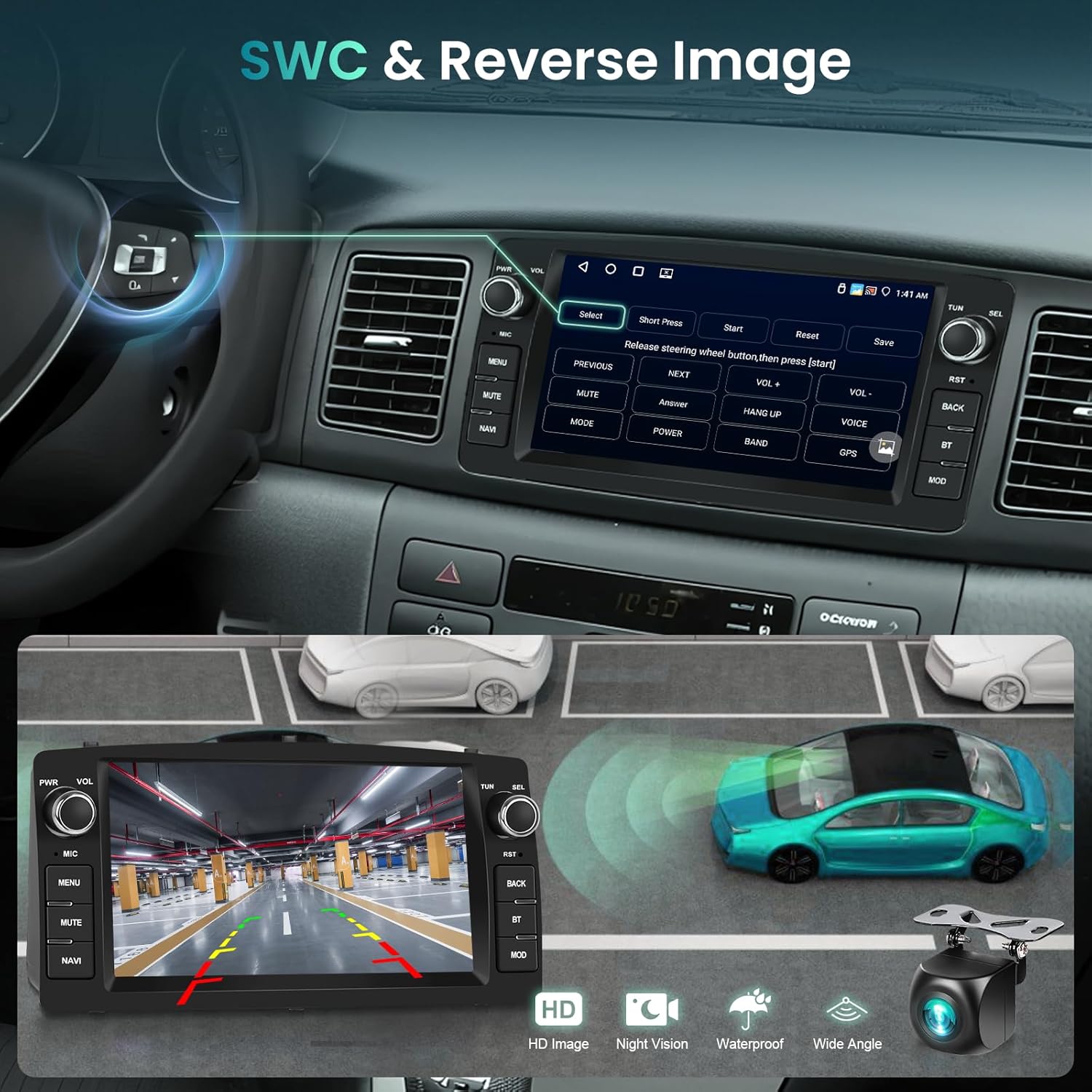 [4G+64G] Android Car Radio for Toyota Corolla E120/E130 2000-2007 for BYD F3 with Wireless CarPlay Android Auto, 7 Inch Touch Screen Car Radio with Bluetooth,GPS,WiFi,FM/RDS,Camera