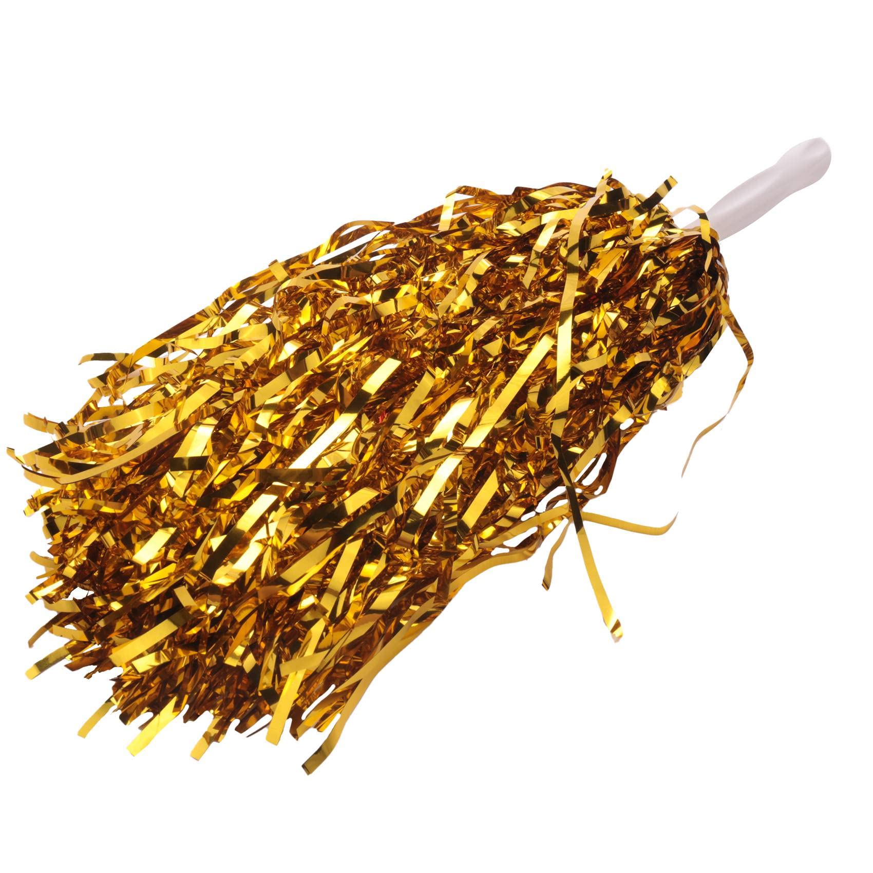 24 Stück Cheerleading Pom Poms - Pellicola con Manico in plastica, per Adulti, Bambini, Cheerleader, Feste, Colore Giallo