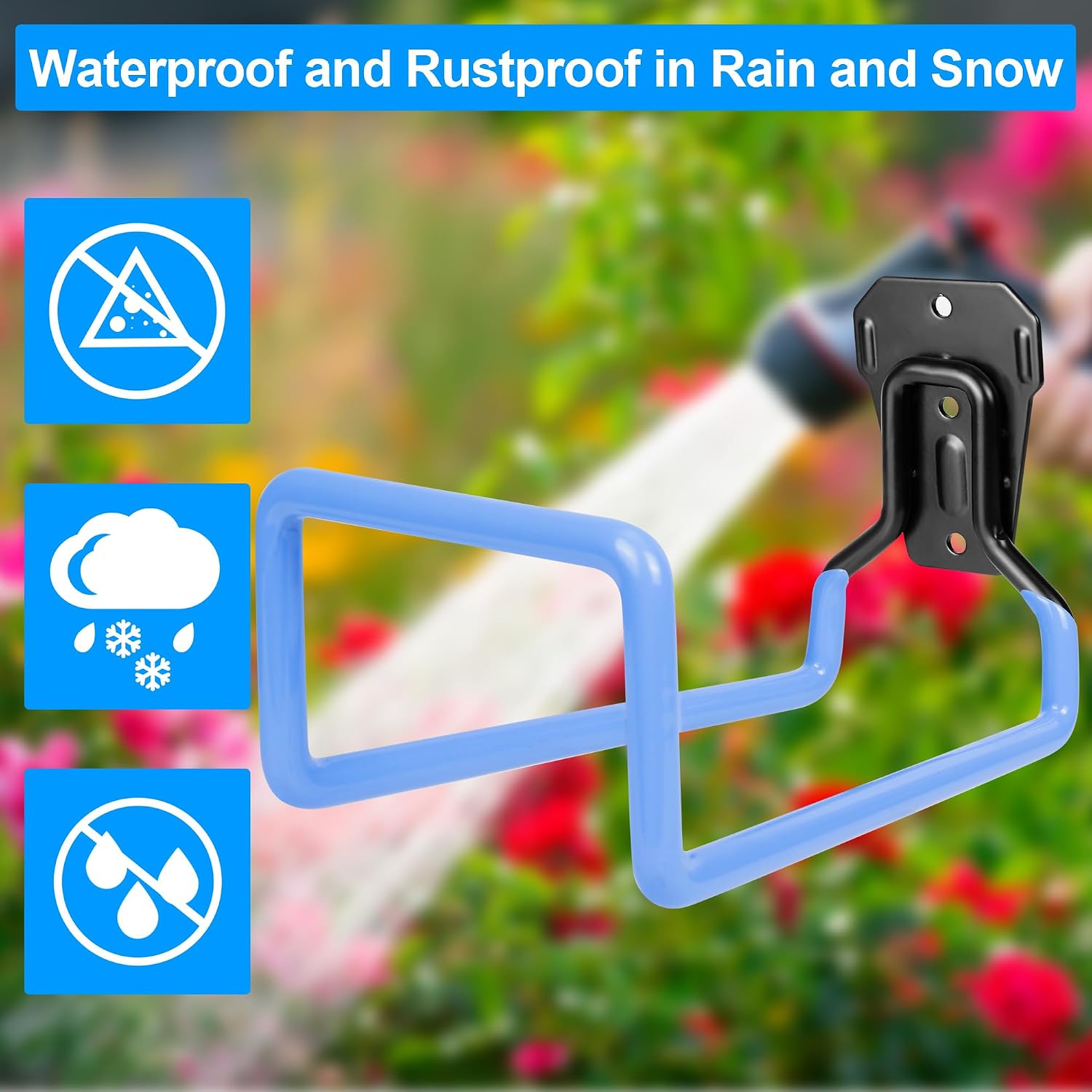 PeoMev Water Hose Holder Wall Mount - Metal Hose Hanger Garden Hose Rack Heavy Duty Hose Storage for Outside Water Hose image 2