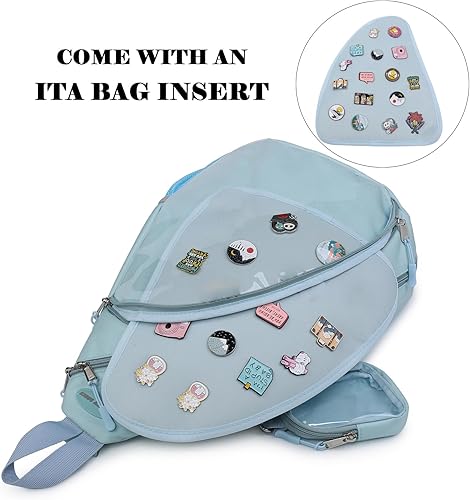 Miniatura 3 de Bolsa Oxford Ita Kawaii con Pin de visualización, mochila de pecho, mochila de un solo hombro, mochila deportiva, mochila para senderismo, mochila