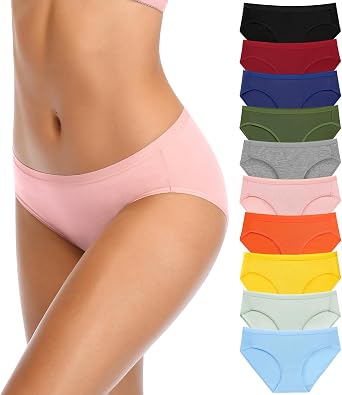 OLIKEME Womens Bikini Underwear High Cut Cotton Underwear for Women Breathable Stretch Panties Full Coverage Ladies Briefs