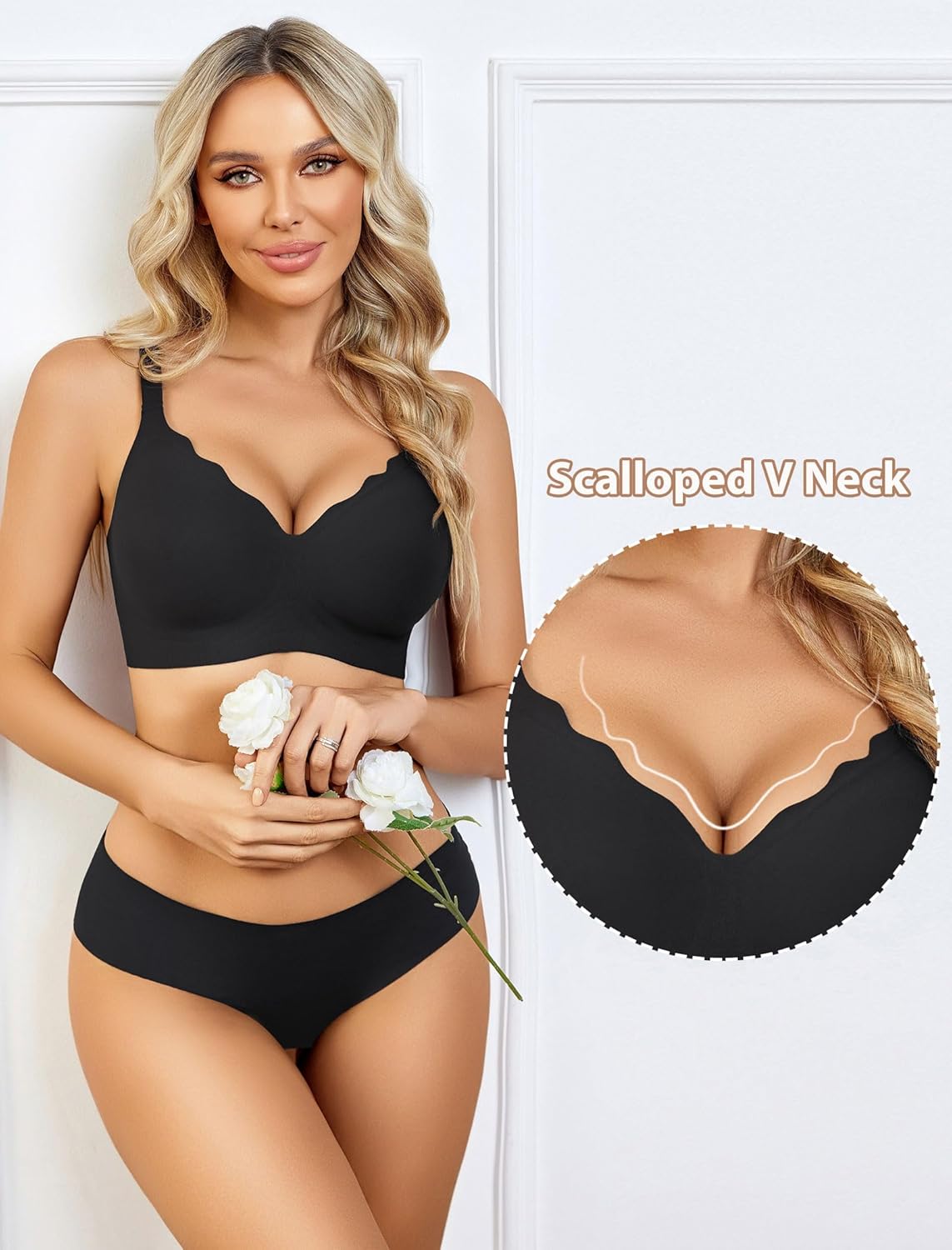 Avidlove Jelly Bras for Women No Underwire Seamless Bralettes Wireless Push Up Scalloped Full Coverage Sports Everyday Bra - Image 5