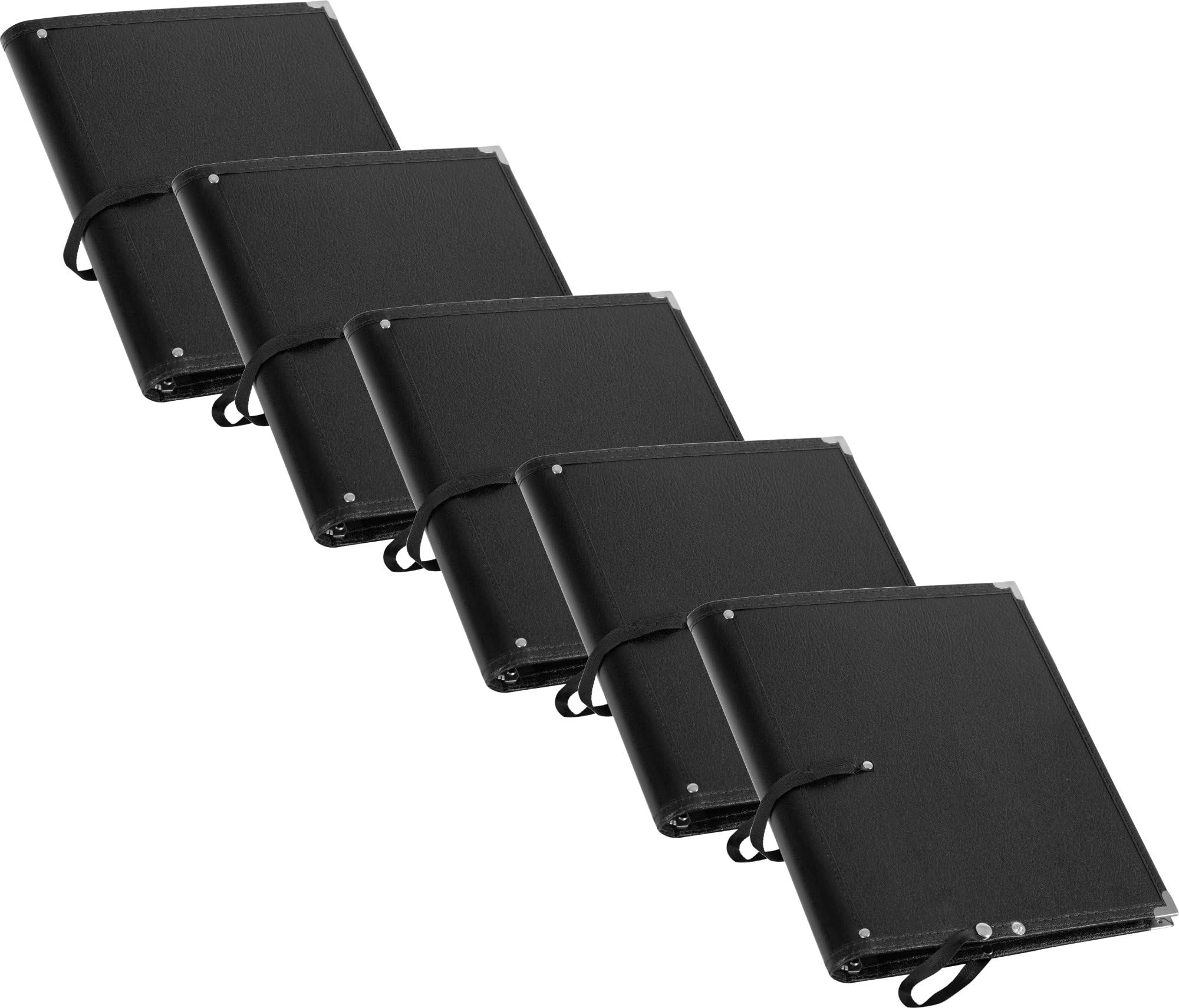 Classic Cantabile Carpeta de Partituras Deluxe Negra Set de 5, 335 x 280 mm | Carpeta de partituras de lujo en pack de 5, 335 x 280 mm, Altura de llenado aprox. 2 cm, Cuero sintético negro, Asa de mano