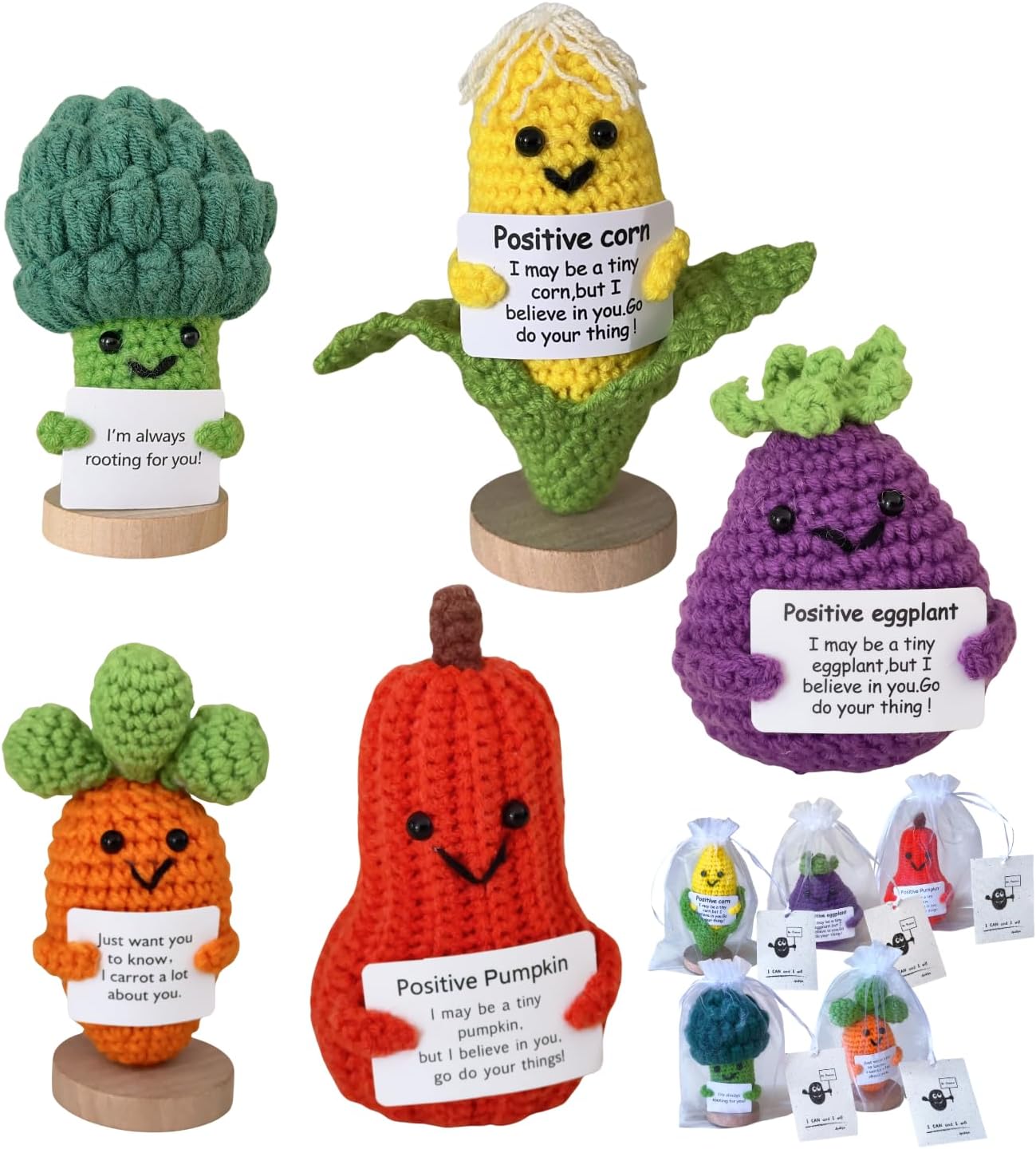 Emotional Support Pickle Crochet Doll - Funny Positive Gag Gift For Women & Men