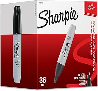 Sharpie Permanent Markers, Chisel Tip, Black, 36 Count