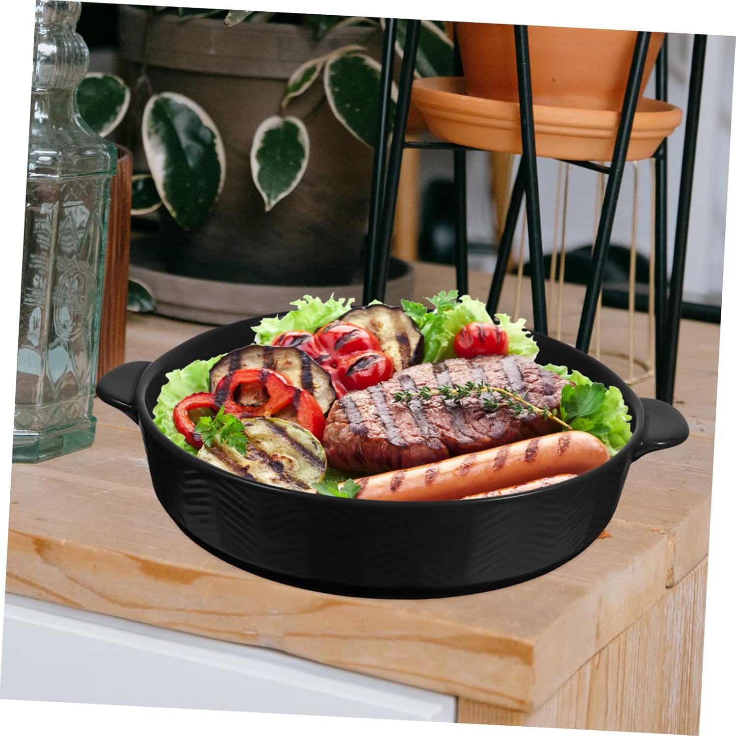 Cabilock Ceramic Baking Dish with Double Handles Versatile Roasting Pan for Pizza Pasta and More High-temperature Resistant for Family Gatherings and Housewarming Gifts