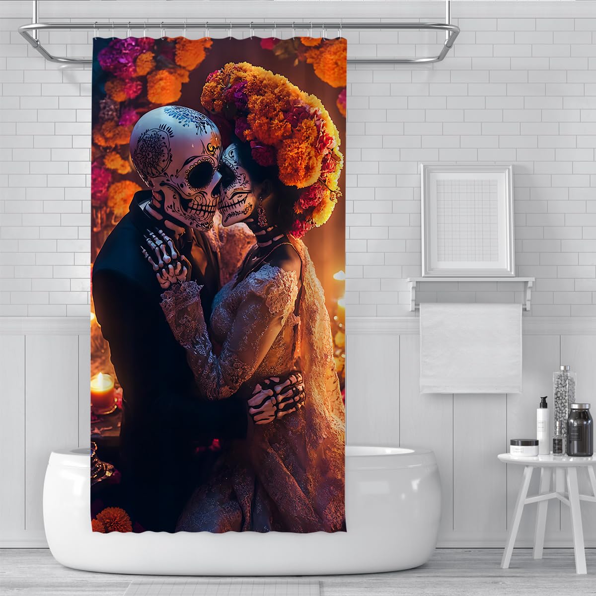 Tende Doccia Scheletro Spettrale Gotico Halloween 200x200cm