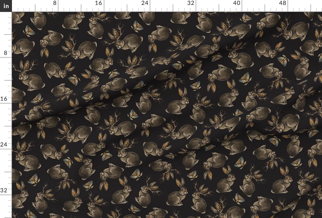 Spoonflower Fabric - Vintage Rabbit Vintage Witchcraft Nature Forest Bunny Mushrooms Printed on Upholstery Velvet Fabric Fat Quarter - Upholstery Home Decor Bottomweight Apparel