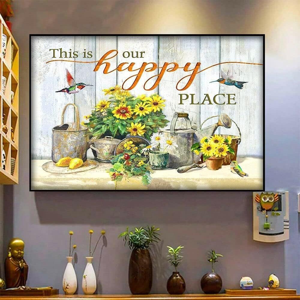 rayprint Metal Tin Sign This Is Our Happy Place Vintage Signs Retro Tin Signs Aluminum Sign for Bar Home Wall Metal Decoration 8x12 Inch