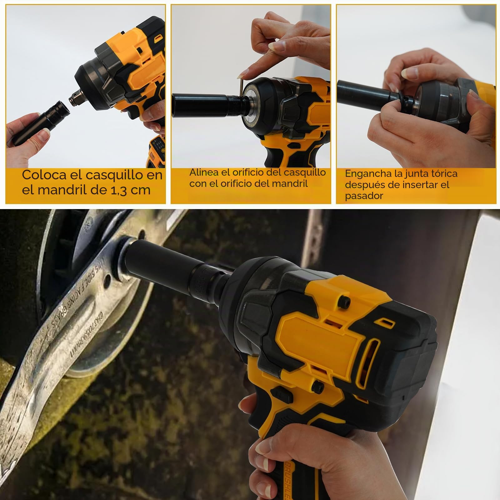 Llave de impacto inalámbrica para batería Dewalt de 18 V 20 V máximo, pistola de impacto sin escobillas de 700 Nm, destornillador de impacto eléctrico, ajuste de 3 velocidades con 6 enchufes para