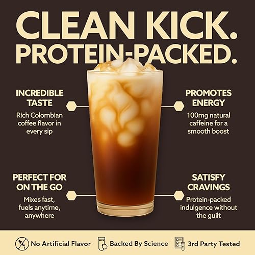 Miniatura 3 de INVIGOR8 Café de Proteína Alta en Polvo 25 Gramos de Aislado de Suero con 100mg de Cafeína Natural de Té Verde  0 Azúcar Añadido Keto Sin Gluten