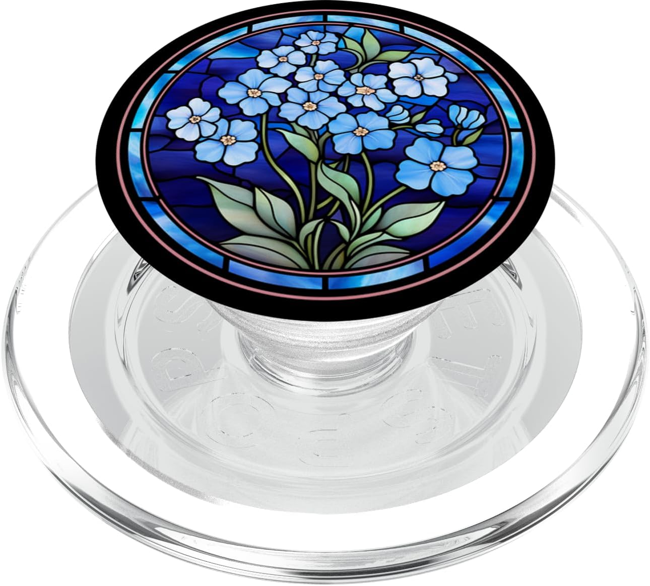 Forget Me Not Flower Stained Glass PopSockets PopWallet for MagSafe