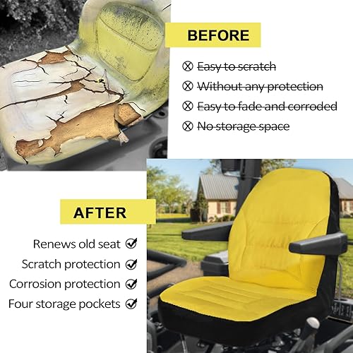 Miniatura 8 de Funda compacta para asiento de tractor utilitario compatible con John Deere LP68694 para tractores 1025R y 2025R, tela Oxford 300D resistente a la